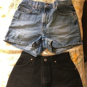 2 pairs of jean shorts- black and blue- jorts